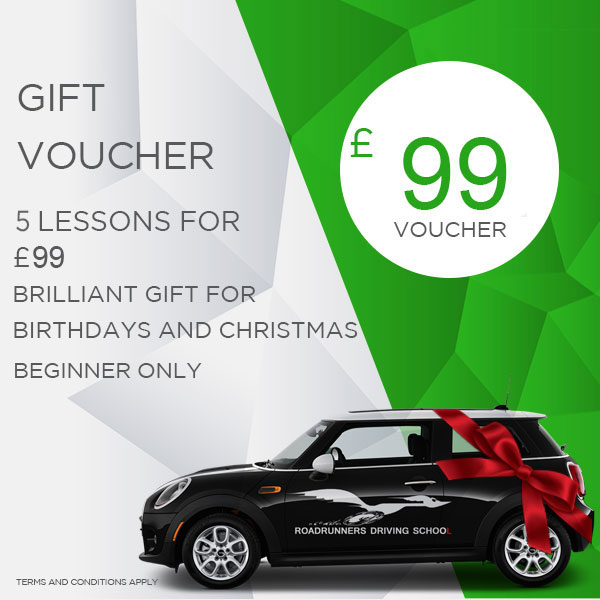 Gift vouchers for driving lessons make an Ideal birthday or Christmas present. Our current offer gets 5 hours of Driver training for just £99